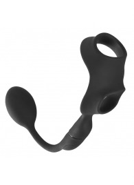 Черное виброкольцо с анальной пробкой Cock Ring with RC Butt Plug - Orion - в Ростове-на-Дону купить с доставкой
