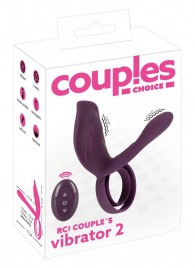 Фиолетовая насадка на член с клиторальным отростком и пультом ДУ RC Couple’s Vibrator 2 - Orion - в Ростове-на-Дону купить с доставкой