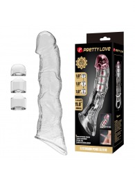 Прозрачный фаллоудлинитель с 3 вставками - 28 см. - Baile - в Ростове-на-Дону купить с доставкой