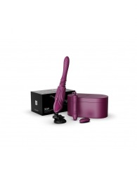 Фиолетовая секс-машина с функцией нагрева, насадками и присоской Sesh - Zalo - купить с доставкой в Ростове-на-Дону