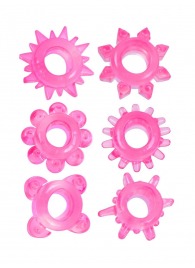 Набор из 6 розовых эрекционных колец с различным рельефом - Erowoman-Eroman - в Ростове-на-Дону купить с доставкой