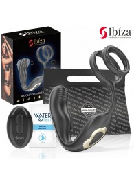 Черная анальная пробка с вращением и эрекционными кольцами - Ibiza - в Ростове-на-Дону купить с доставкой