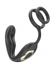 Черная анальная пробка с вращением и эрекционными кольцами - Ibiza - в Ростове-на-Дону купить с доставкой