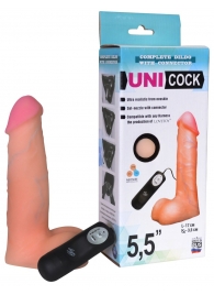Фаллическая насадка Харнесс UNICOCK 5,5  с вибрацией - 17 см. - LOVETOY (А-Полимер) - купить с доставкой в Ростове-на-Дону