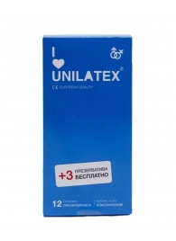 Классические презервативы Unilatex Natural Plain - 12 шт. + 3 шт. в подарок - Unilatex - купить с доставкой в Ростове-на-Дону
