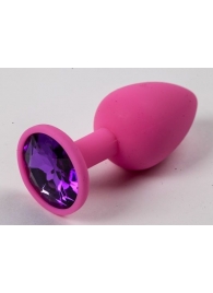 Розовая анальная пробка с фиолетовым кристаллом - 9,5 см. - 4sexdreaM - купить с доставкой в Ростове-на-Дону