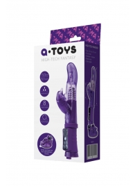 Фиолетовый вибратор с клиторальным стимулятором и супер надёжной присоской - A-toys