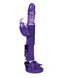 Фиолетовый вибратор с ротацией бусин, клиторальным стимулятором и надёжной присоской - A-toys