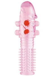 Гелевая розовая насадка с шариками и шипами - 14 см. - ToyFa - в Ростове-на-Дону купить с доставкой