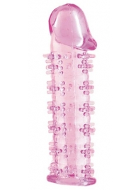 Гелевая розовая насадка на фаллос с шипами - 12 см. - Toyfa Basic - в Ростове-на-Дону купить с доставкой