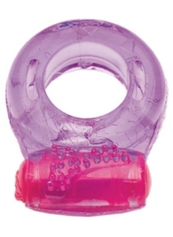 Фиолетовое эрекционное кольцо с виброэлементом в верхней части - Toyfa Basic - в Ростове-на-Дону купить с доставкой