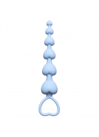 Голубая анальная цепочка Heart s Beads Blue - 18 см. - Lola Games