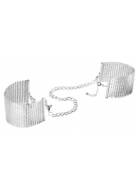 Серебристые наручники-браслеты Desir Metallique Handcuffs - Bijoux Indiscrets - купить с доставкой в Ростове-на-Дону