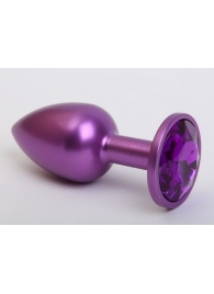 Фиолетовая анальная пробка с фиолетовым стразом - 7,6 см. - 4sexdreaM - купить с доставкой в Ростове-на-Дону