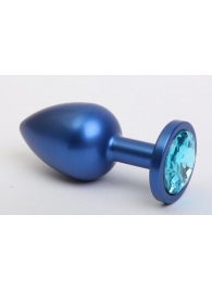 Синяя анальная пробка с голубым кристаллом - 8,2 см. - 4sexdreaM - купить с доставкой в Ростове-на-Дону