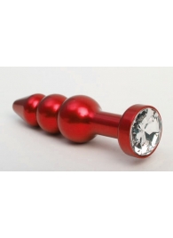 Красная анальная ёлочка с прозрачным кристаллом - 11,2 см. - 4sexdreaM - купить с доставкой в Ростове-на-Дону
