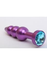 Фиолетовая фигурная анальная ёлочка с голубым кристаллом - 11,2 см. - 4sexdreaM - купить с доставкой в Ростове-на-Дону