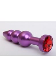 Фиолетовая фигурная анальная ёлочка с красным кристаллом - 11,2 см. - 4sexdreaM - купить с доставкой в Ростове-на-Дону
