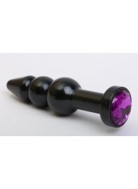 Чёрная анальная ёлочка с фиолетовым кристаллом - 11,2 см. - 4sexdreaM - купить с доставкой в Ростове-на-Дону