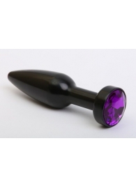 Чёрная удлинённая пробка с фиолетовым кристаллом - 11,2 см. - 4sexdreaM - купить с доставкой в Ростове-на-Дону