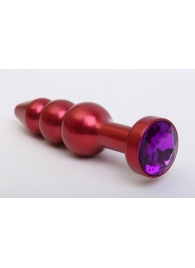 Красная анальная ёлочка с фиолетовым кристаллом - 11,2 см. - 4sexdreaM - купить с доставкой в Ростове-на-Дону
