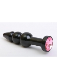 Чёрная анальная ёлочка с розовым кристаллом - 11,2 см. - 4sexdreaM - купить с доставкой в Ростове-на-Дону