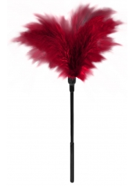 Пластиковая метелочка с красными пёрышками Small Feather Tickler - 32 см. - Blush Novelties - купить с доставкой в Ростове-на-Дону