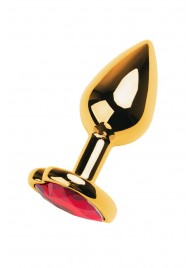 Золотистая анальная пробка с кристаллом-сердцем - 7,5 см. - ToyFa - купить с доставкой в Ростове-на-Дону