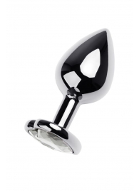 Серебристая анальная пробка с прозрачным кристаллом-сердцем - 8 см. - ToyFa - купить с доставкой в Ростове-на-Дону