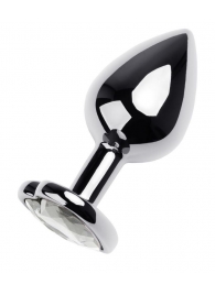 Серебристая анальная пробка с прозрачным кристаллом-сердцем - 8 см. - ToyFa - купить с доставкой в Ростове-на-Дону