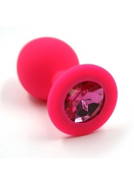Розовая анальная втулка с малиновым кристаллом - 7,3 см. - Джага-Джага - купить с доставкой в Ростове-на-Дону