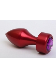 Красная анальная пробка с фиолетовым кристаллом - 7,8 см. - 4sexdreaM - купить с доставкой в Ростове-на-Дону