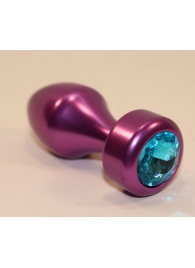 Фиолетовая анальная пробка с голубым кристаллом - 7,8 см. - 4sexdreaM - купить с доставкой в Ростове-на-Дону