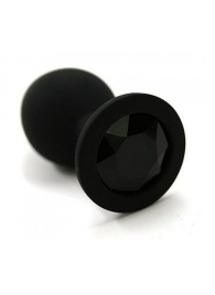 Чёрная анальная втулка с чёрным кристаллом - 7,3 см. - Джага-Джага - купить с доставкой в Ростове-на-Дону