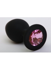 Чёрная анальная втулка с розовым кристаллом - 7,3 см. - Джага-Джага - купить с доставкой в Ростове-на-Дону