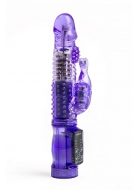 Фиолетовый вибратор-ротатор с клиторальным стимулятором - 22,5 см. - 4sexdreaM