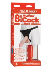 Насадка с трусиками Vac-U-Lock Set 8  Realistic Ultra Harness - 20,6 см. - Doc Johnson - купить с доставкой в Ростове-на-Дону