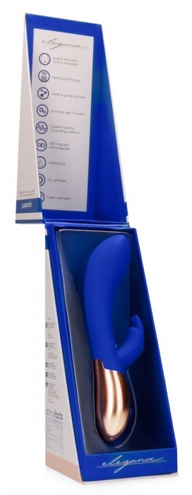 Синий вибратор Opulent с функцией нагрева и клиторальной стимуляцией - 20 см. - Shots Media BV