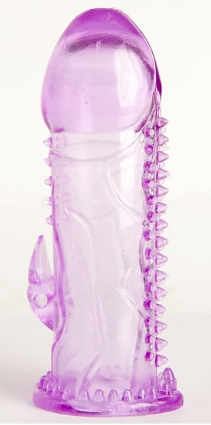 Фиолетовая гелевая насадка с шипами - 13 см. - Toyfa Basic - в Ростове-на-Дону купить с доставкой