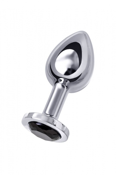 Большая серебристая анальная втулка с чёрным кристаллом - 8,5 см. - ToyFa - купить с доставкой в Ростове-на-Дону