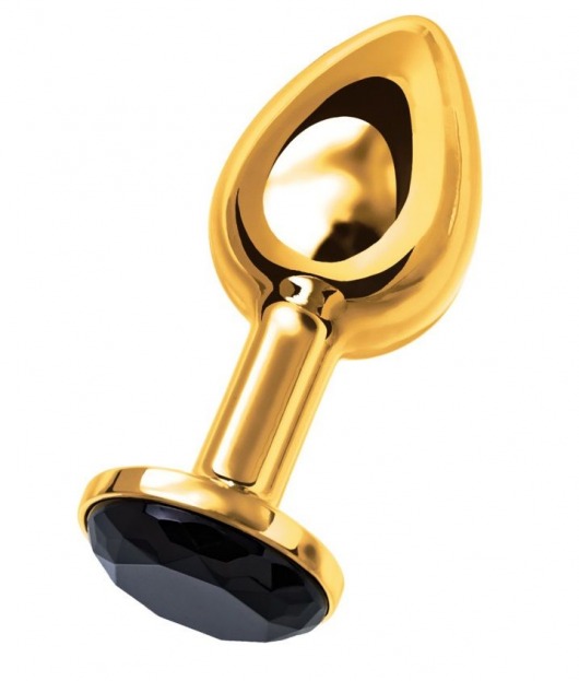 Маленькая золотистая анальная втулка с чёрным кристаллом - 7,2 см. - ToyFa - купить с доставкой в Ростове-на-Дону