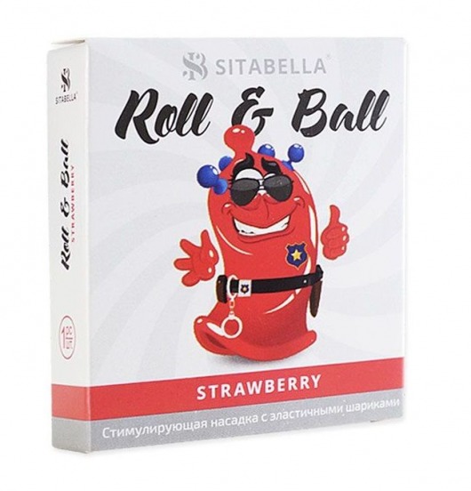 Стимулирующий презерватив-насадка Roll   Ball Strawberry - Sitabella - купить с доставкой в Ростове-на-Дону