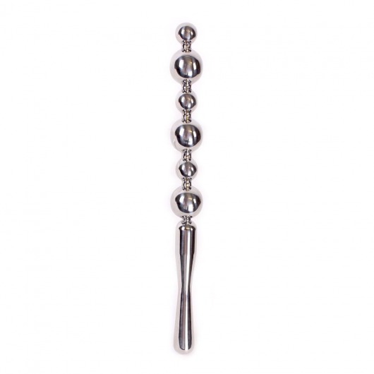 Серебристая металлическая анальная цепочка Anal Stick Large - 30 см. - O-Products