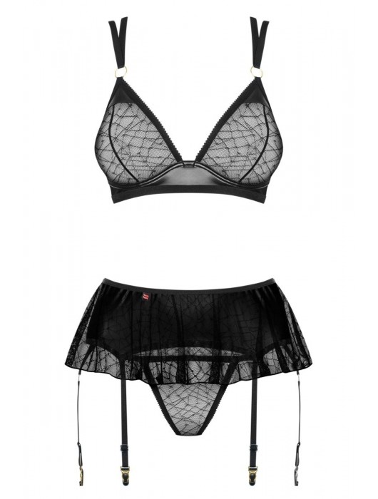 Соблазнительный полупрозрачный комплект с кружевным поясом - Obsessive купить с доставкой