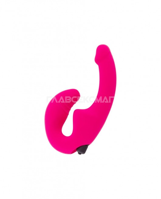 Ярко-розовый анатомический страпон с вибрацией - Главсексмаг - купить с доставкой в Ростове-на-Дону