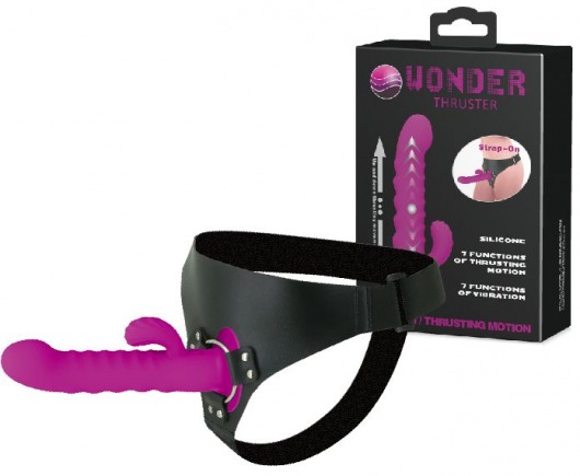 Фиолетовый страпон с пульсацией Wonder Thruster - 20 см. - Baile - купить с доставкой в Ростове-на-Дону