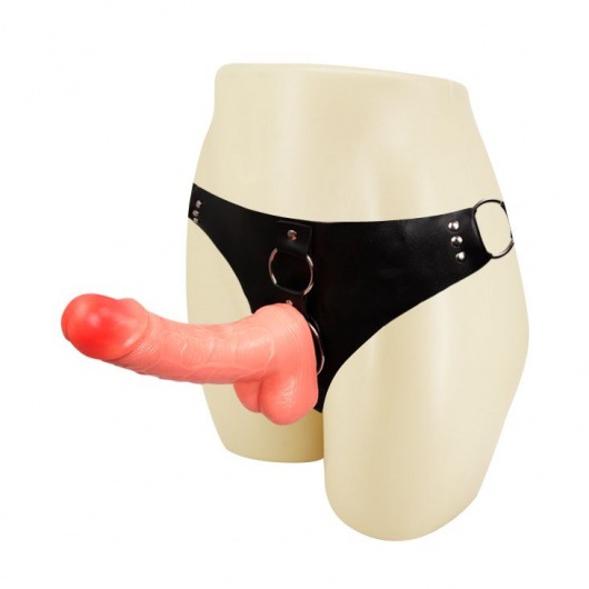 Реалистичный фаллос телесного цвета на трусиках Sex Partner - 18 см. - Bior toys - купить с доставкой в Ростове-на-Дону