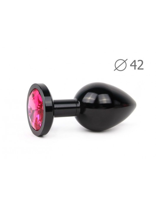 Коническая черная анальная втулка с малиновым кристаллом - 9,3 см. - Anal Jewelry Plug - купить с доставкой в Ростове-на-Дону