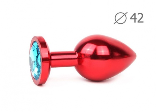 Коническая красная анальная втулка с голубым кристаллом - 9,3 см. - Anal Jewelry Plug - купить с доставкой в Ростове-на-Дону