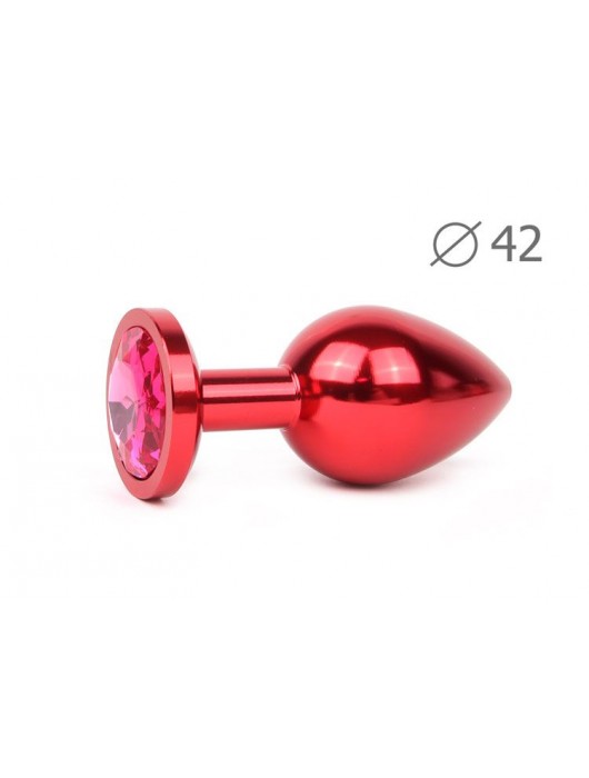Коническая красная анальная втулка с малиновым кристаллом - 9,3 см. - Anal Jewelry Plug - купить с доставкой в Ростове-на-Дону